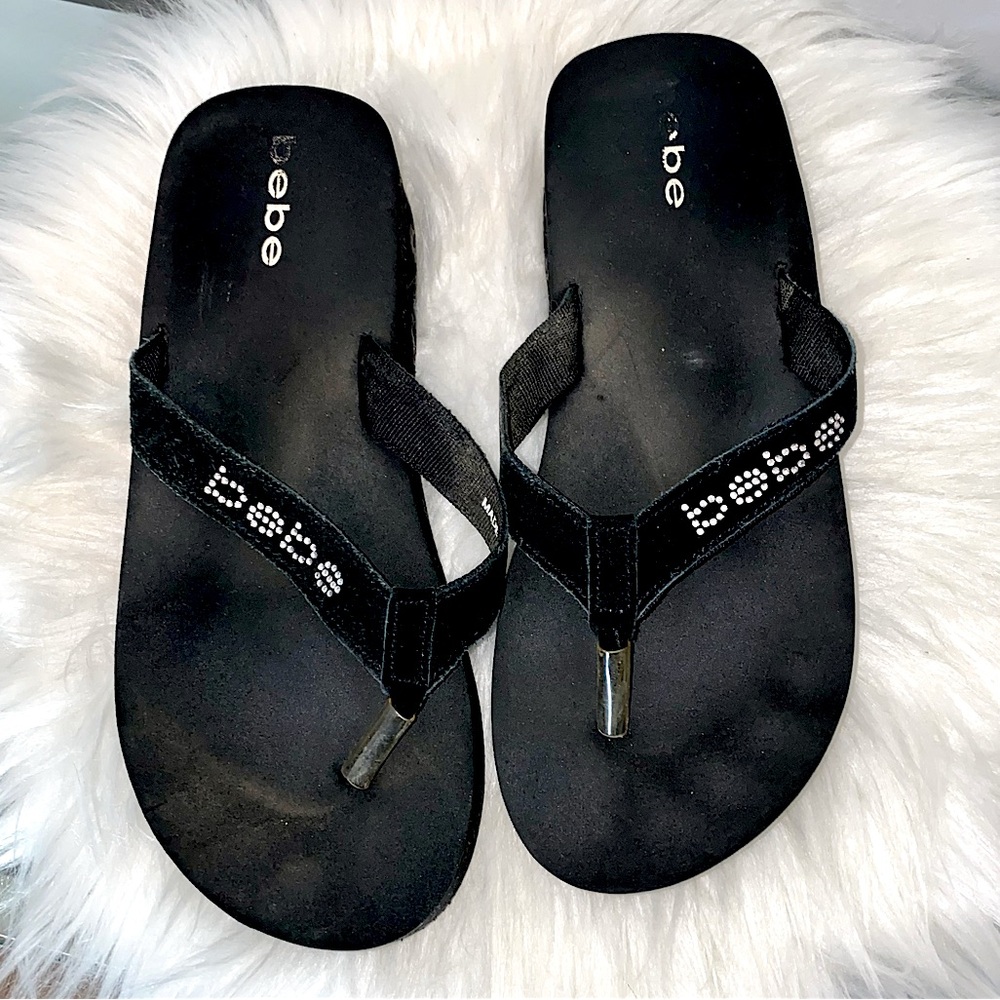 Bebe Rhinestone Flip Flop Sandal with platform